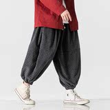 25年冬季大码新中式加绒厚针织日系风收口休闲裤K169P75，男装卫衣，电商B375