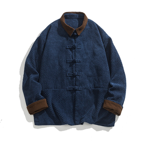 二五年复古风夹克厚毛绒中山装唐装汉服夹克 JK67 P110图片