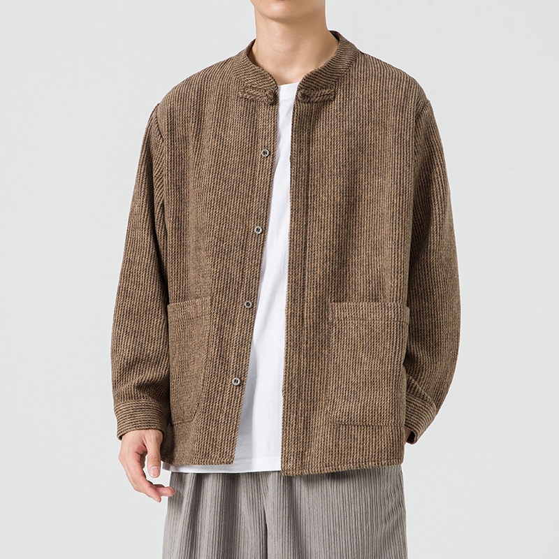2025冬季新中式宽松唐装汉服打底厚毛呢风夹克JK49P75,男装T恤,电商B375