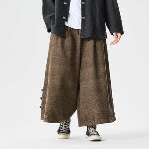 25加大码宽松日系毛呢厚风汉服唐装裙裤休闲裤 K207 P75图片