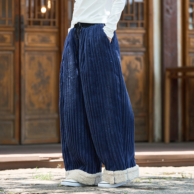 2025冬季汉服宽松超厚保暖加绒加厚风休闲裤K214P95,男装棉衣,电商B375