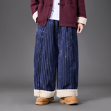 2025加大码宽松加绒加厚阔腿日系汉服风休闲裤K214P95，男装民族服装，电商B375