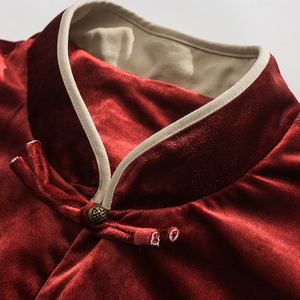 二四年亮面绒立领复古新中式风唐装汉服外套 JK68 P110图片