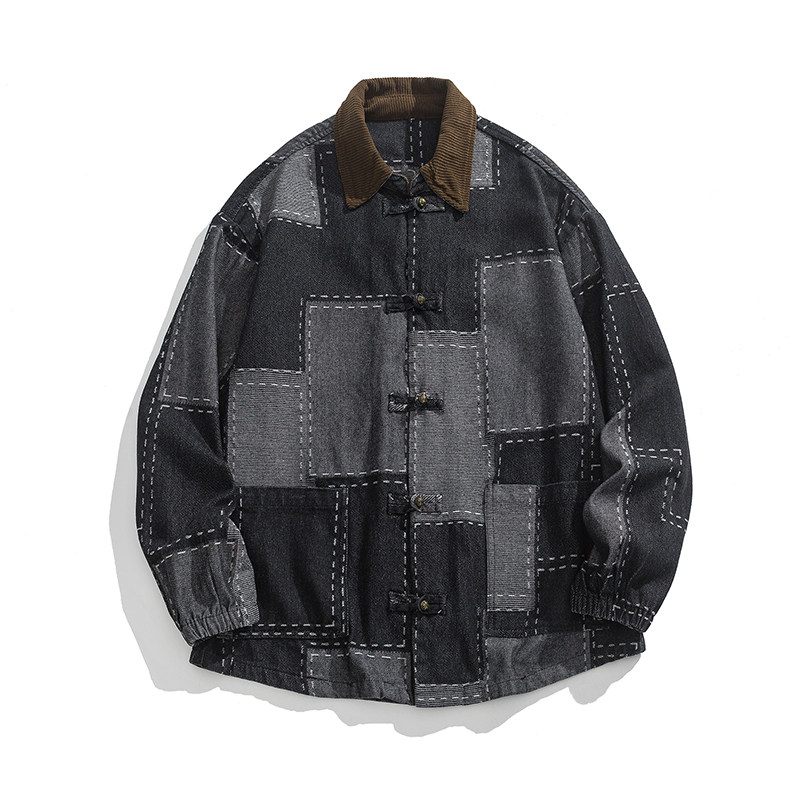 2024汉服加大码宽松平铺图水洗风牛仔夹克 M到5XL JK64 F110图片
