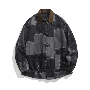 2024汉服加大码宽松平铺图水洗风牛仔夹克 M到5XL JK64 F110图片