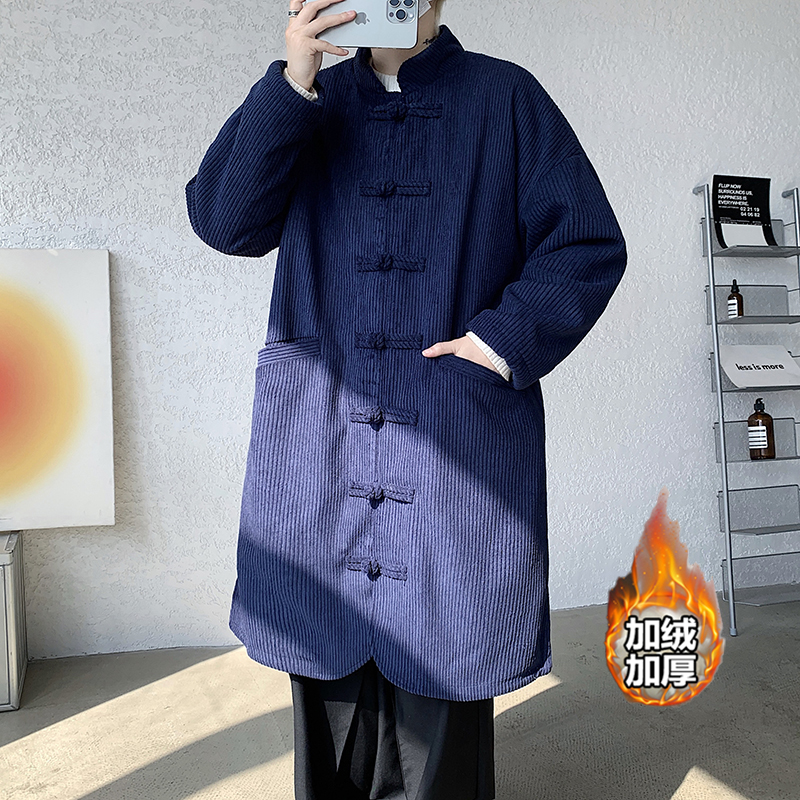 2025加大码长款加绒厚唐装中式长褂风棉衣JK54P150，男装棉衣，电商B375