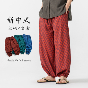 夏装宽松薄款唐装汉服搭配印花复古风休闲裤 K198 P58图片