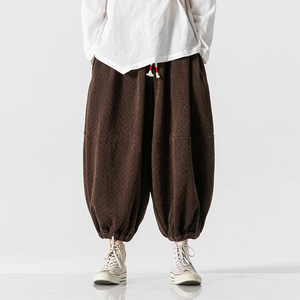 冬装日系古风中式唐装厚弹性针织收口风休闲裤 K169 P75，男装民族服装，电商B375