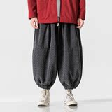 日系冬宽松加大码毛绒厚针织复古收口风休闲裤K169P75，男装休闲裤，电商B375