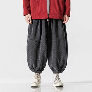 25年冬季大码新中式加绒厚针织日系风收口休闲裤 K169 P75，男装卫衣，电商B375