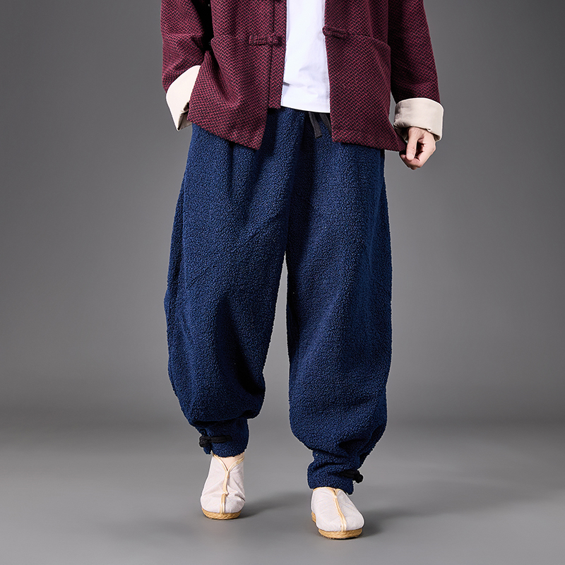 秋冬加绒加厚收口小脚裤毛绒保暖风汉服休闲裤K210P80，男装棉衣，电商B375