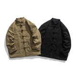 冬加绒加厚毛呢立领盘扣保暖新中式风唐装棉衣JK50P135，男装棉衣，电商B375