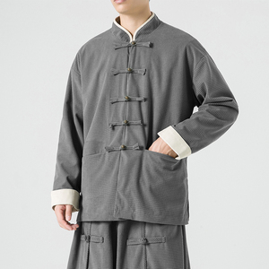 秋冬新中式宽松立领纯色中山装唐装汉服风夹克 JK47 P100图片