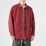秋季宽松日系纯色翻领厚宽松唐装宫廷风夹克JK45P110，男装夹克，电商B375