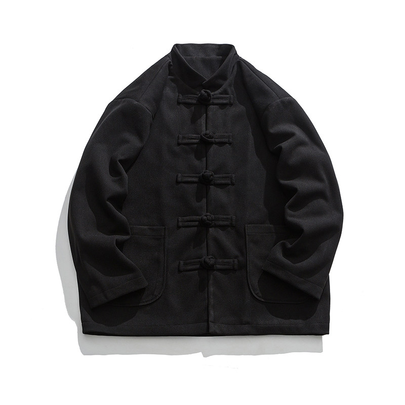 冬加绒加厚毛呢立领盘扣保暖新中式风唐装棉衣JK50P135,男装棉衣,电商B375