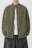 冬季厚模特唐装汉服立领纯色做旧水洗风夹克JK66P115，男装夹克，电商B375