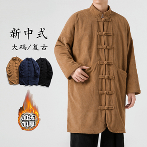冬季加绒加厚太极服长款棉衣纯色条绒风唐装 JK54 P150图片