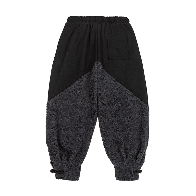 冬风拼接加厚毛绒保暖宽松布扣中式古风休闲裤K213P80,男装棉衣,电商B375