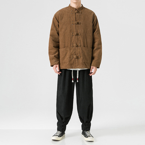 秋冬厚新中式唐装改良汉服立领布扣风夹克 JK46 F110图片