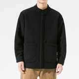 24年新中式厚打底加绒纯色汉服唐装潮毛绒棉衣JK37P100，男装棉衣，电商B375
