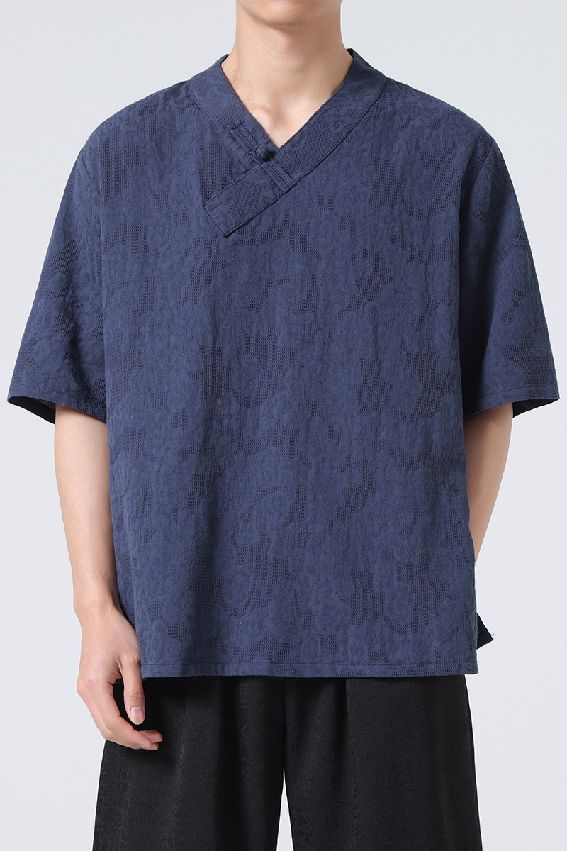 24年春夏汉服民族服饰棉麻新中式日系宽松衬衫C69F55,男装民族服装,电商B375