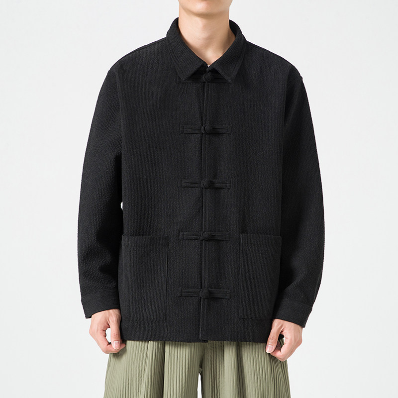 新中式风汉服唐装翻领中山装日系纯色厚夹克 JK48 P105图片