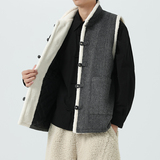 呢料潮唐装汉服立领盘扣加绒加厚风棉背心JK70P100，男装背心/马甲，电商B375