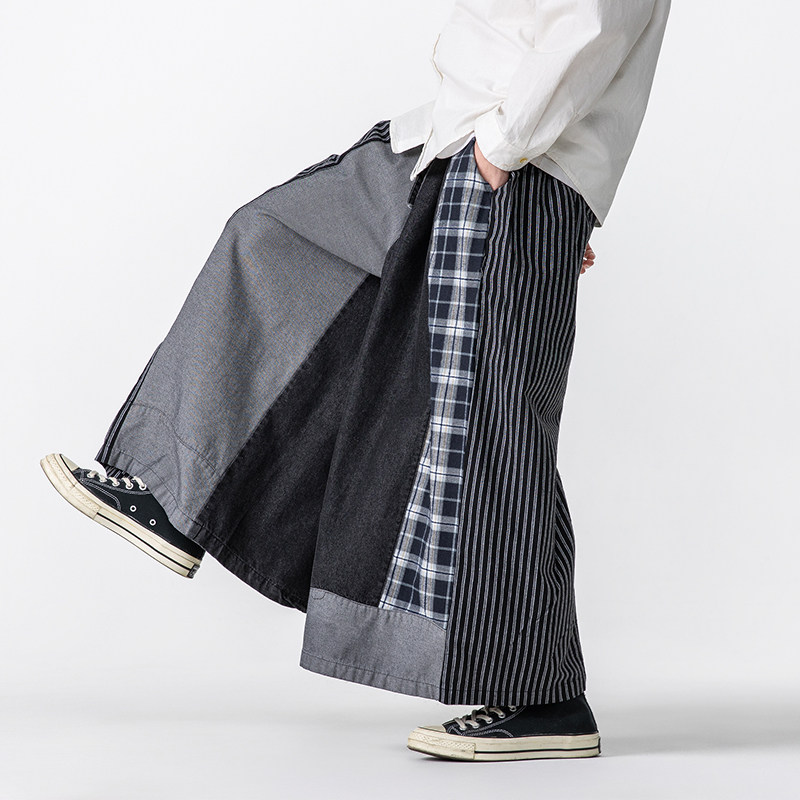 日系新中式宽松水洗做旧复古牛仔裤风汉服裙裤 K200 P85图片