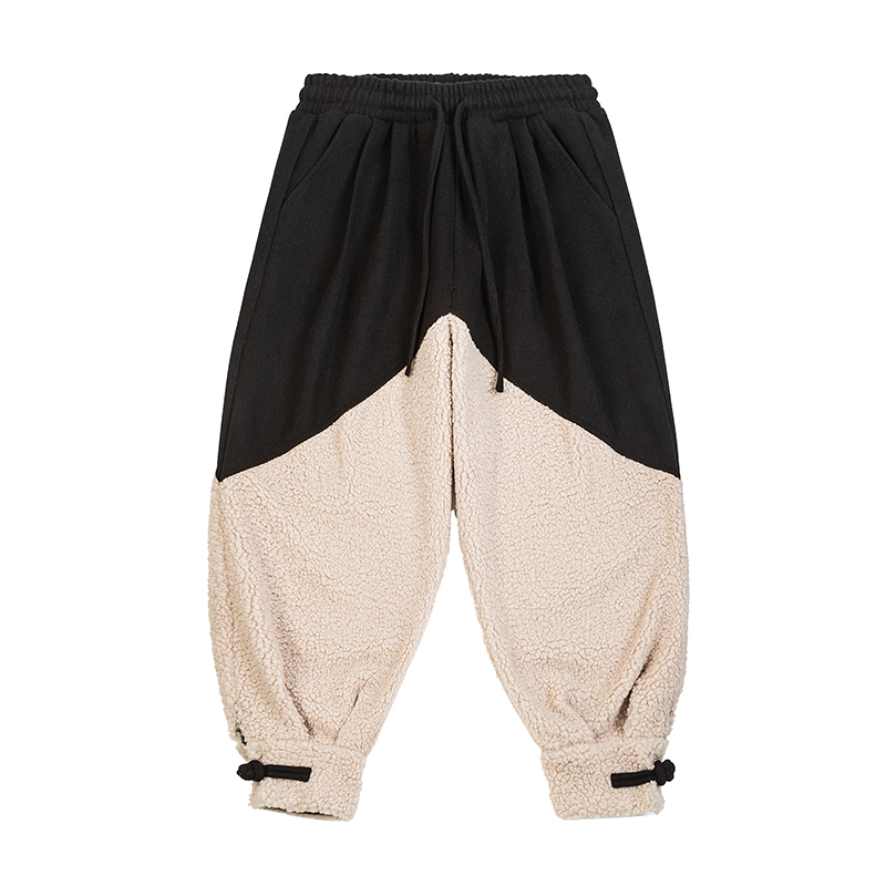 冬风拼接加厚毛绒保暖宽松布扣中式古风休闲裤K213P80,男装棉衣,电商B375 冬风拼接加厚毛绒保暖宽松布扣中式古风休闲裤K213P80,男装棉衣,电商B375