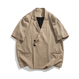 25春夏新中式棉麻复古西装领风唐装中袖西服JK73P80
