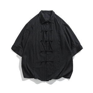 夏装复古加大码港风汉服翻领新中式实物图风衬衫 C77 F65图片
