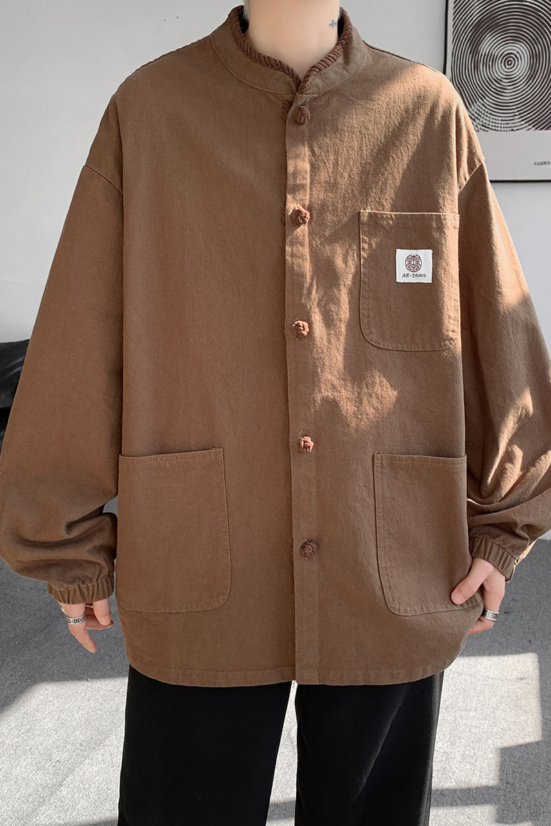 25年复古加大码做旧日系宽松风新中式夹克JK63P110,男装夹克,电商B375