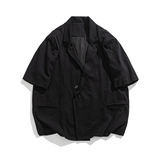 25春夏新中式棉麻复古西装领风唐装中袖西服JK73P80，男装西服，电商B375