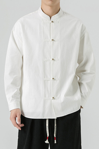 24年复古宽松唐装汉服改良纯棉布衣风衬衫 JK42 P75图片