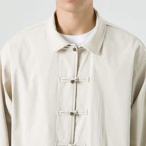 新中式宽松翻领纯色铜扣中山装太极服风夹克 JK45 P110图片