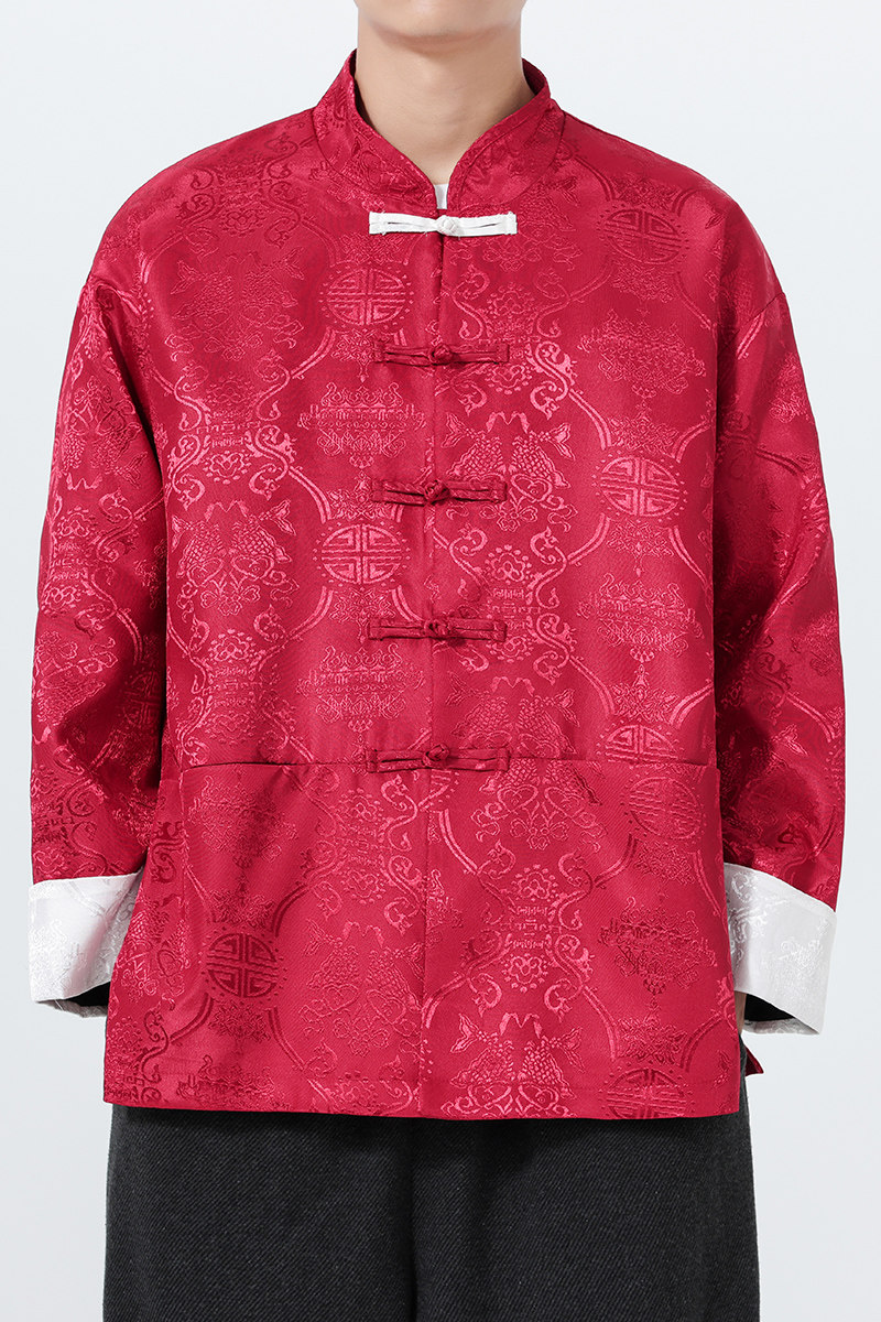 秋季新款夹克外套汉服唐装潮暗纹理风夹克JK79P95,男装夹克,电商B375
