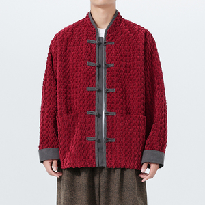秋冬日系唐装民族风灯芯绒布扣夹克汉服风外套 JK81 P115图片