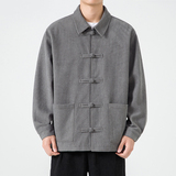2024大码宽松翻领纯色厚工装汉服风布衣外套JK48P105，男装工装外套，电商B375