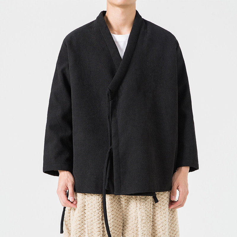 秋冬厚加绒纯色道袍民族服装汉服唐装风棉衣JK53P120,男装民族服装,电商B375
