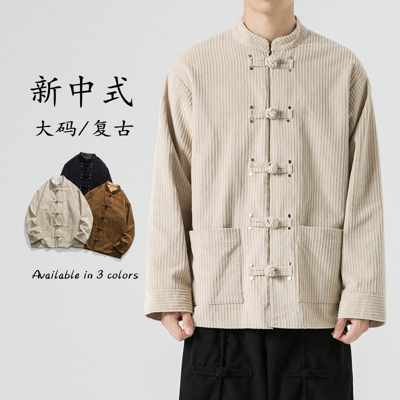 冬季加厚条绒纯棉厚立领模特图日系风夹克JK46F110,男装夹克,电商B375