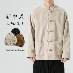冬季加厚条绒纯棉厚立领模特图日系风夹克JK46F110