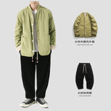 2024加大码唐装汉服直筒两面穿布扣风布衣棉服JK35P140，男装棉衣，电商B375