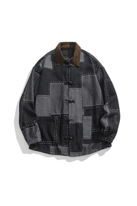 2024汉服加大码宽松平铺图水洗风牛仔夹克 M到5XL JK64 F110图片