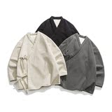 冬季宽松实物平铺图加绒加厚道袍加大码风夹克JK53P120，男装夹克，电商B375