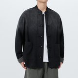 25年加大码立领做旧水洗汉服布扣复古风风夹克JK78P110，男装夹克，电商B375
