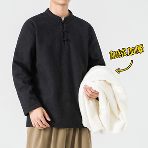 24年太极服打底加厚保暖日系唐装立领风长袖T恤 JK51 P90图片