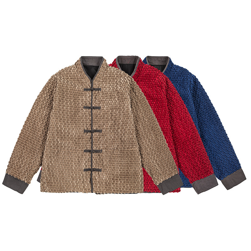 秋冬古风布扣夹克风汉服立领长袖夹克大码JK81P115,男装夹克,电商B375