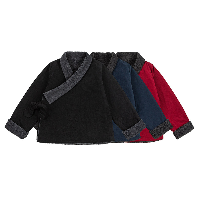 新中式古风加绒厚藏袍风平铺实物图汉服棉衣 JK85 P135图片