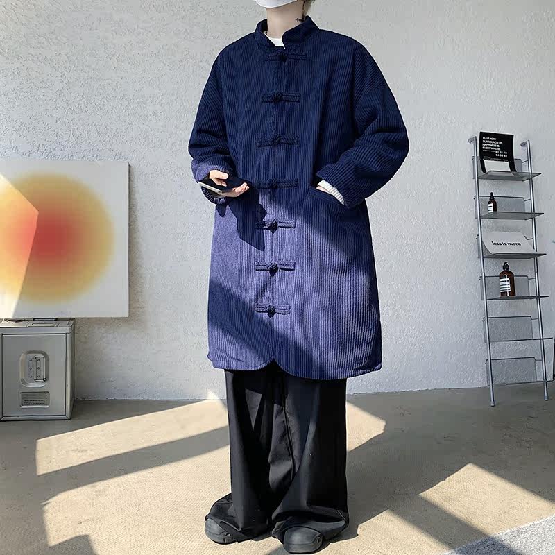 2025加大码长款加绒厚唐装中式长褂风棉衣JK54P150,男装棉衣,电商B375