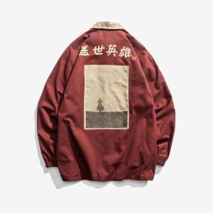 春夏新款纯美式工装复古印花长袖日系夹克 M到5XL JK15 F105图片